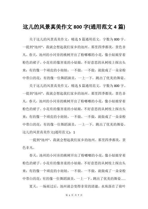 这儿的风景真美作文800字(通用范文4篇)