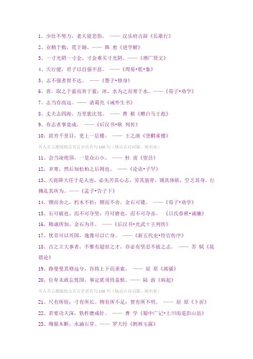 名人名言激励励志名言名语名句100句