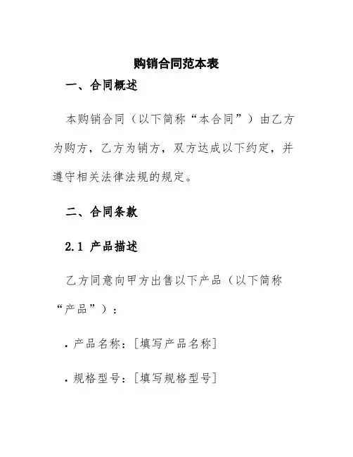 购销合同范本表