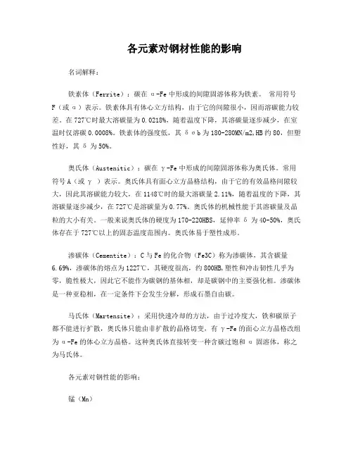 各种化学元素对钢材性能的影响