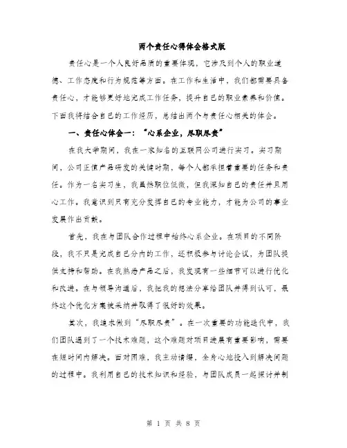 两个责任心得体会格式版(3篇)