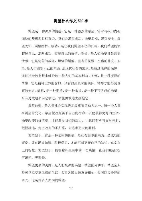 渴望什么作文500字