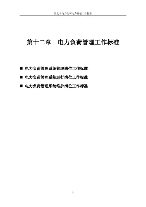 电力营销工作标准-负荷管理(第六稿)