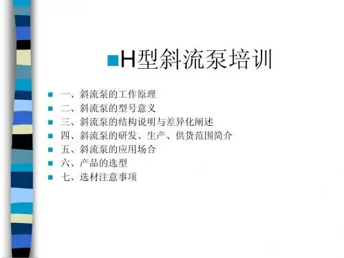 H型斜流泵培训(技术支持)