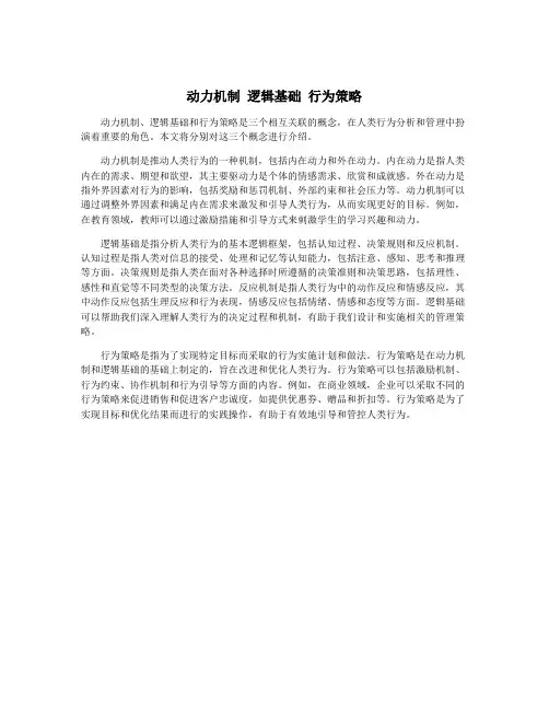 动力机制 逻辑基础 行为策略