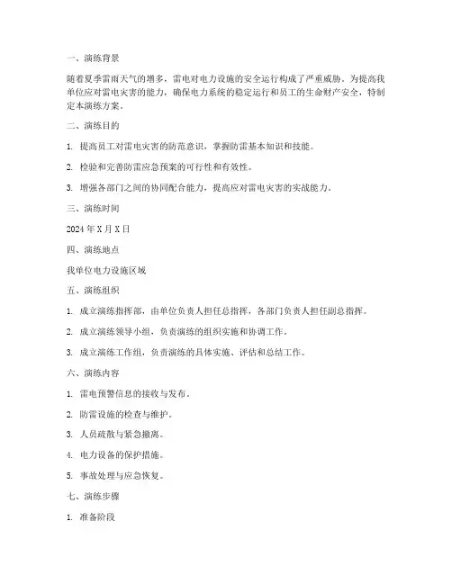 电力防雷应急预案演练方案
