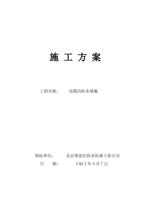 自-12年9月唐钢电缆沟堵漏 