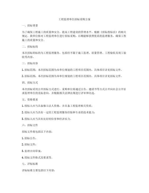 工程监理单位招标采购方案