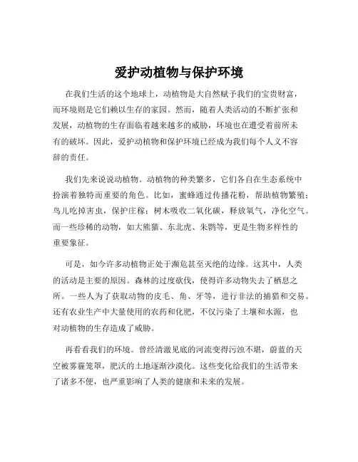 爱护动植物与保护环境