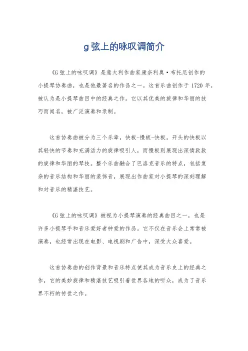 g弦上的咏叹调简介