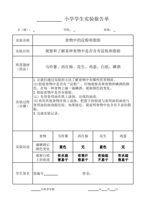 食物中的淀粉和脂肪