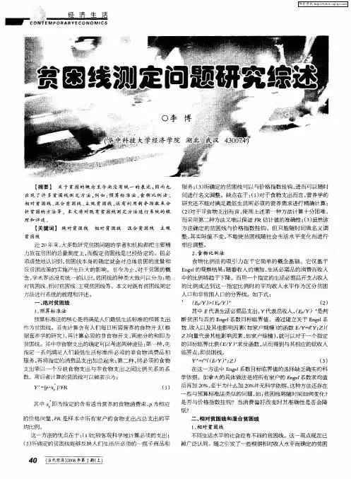 贫困线测定问题研究综述