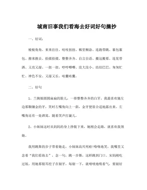 城南旧事我们看海去好词好句摘抄