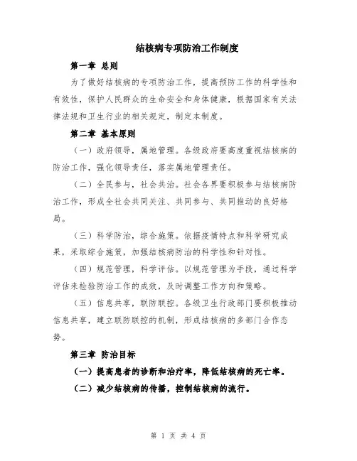 结核病专项防治工作制度