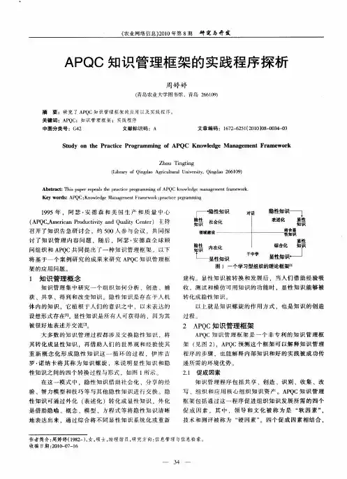 APQC知识管理框架的实践程序探析
