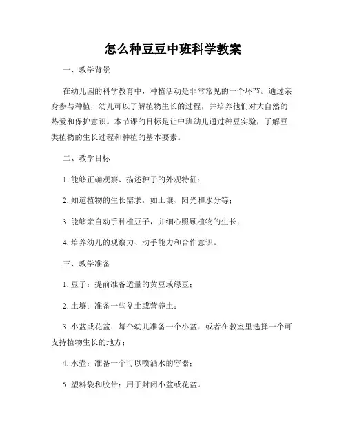 怎么种豆豆中班科学教案