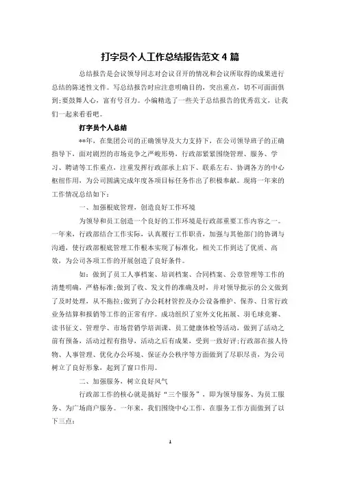 打字员个人工作总结报告范文4篇