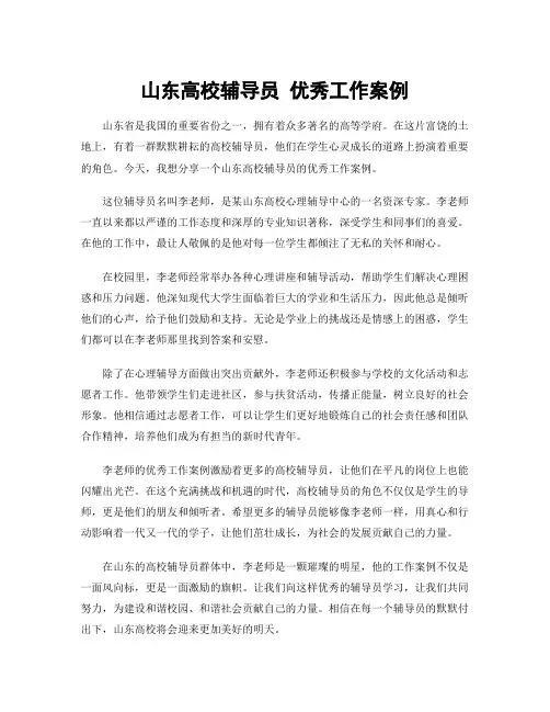 山东高校辅导员 优秀工作案例