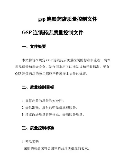 gsp连锁药店质量控制文件