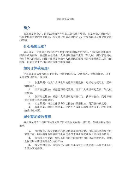 碳足迹报告简报