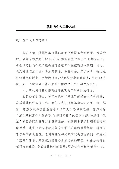 统计员个人工作总结