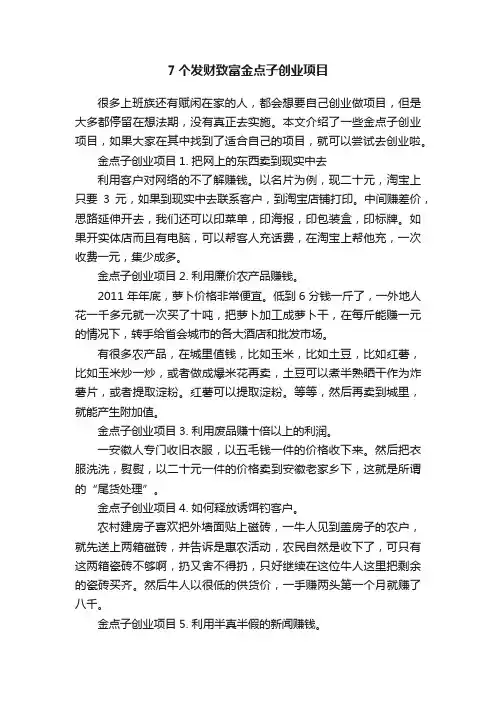 7个发财致富金点子创业项目