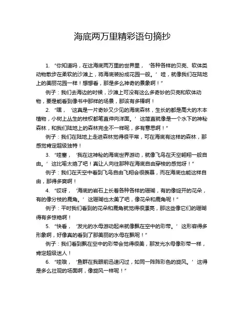 海底两万里精彩语句摘抄