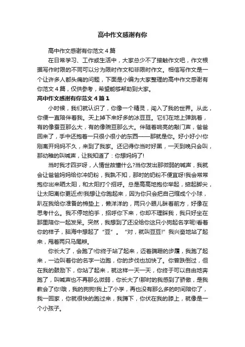 高中作文感谢有你范文4篇