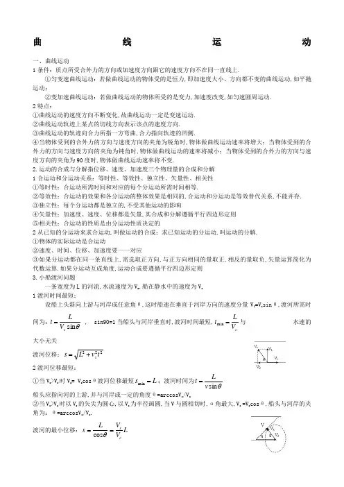 人教版高一物理必修二知识点总结