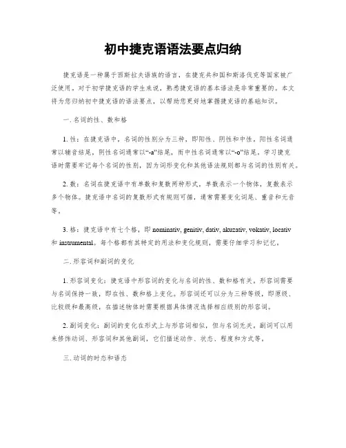初中捷克语语法要点归纳