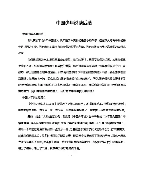 中国少年说读后感