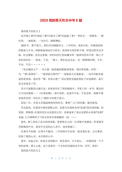 2023我的夏天作文中考5篇