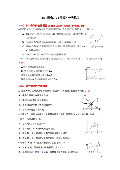 《v-t、x-t两种图像》分类练习 (带答案)