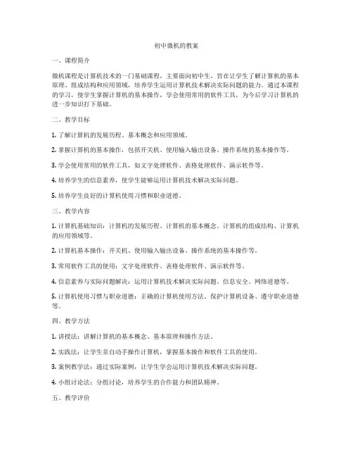 初中微机的教案