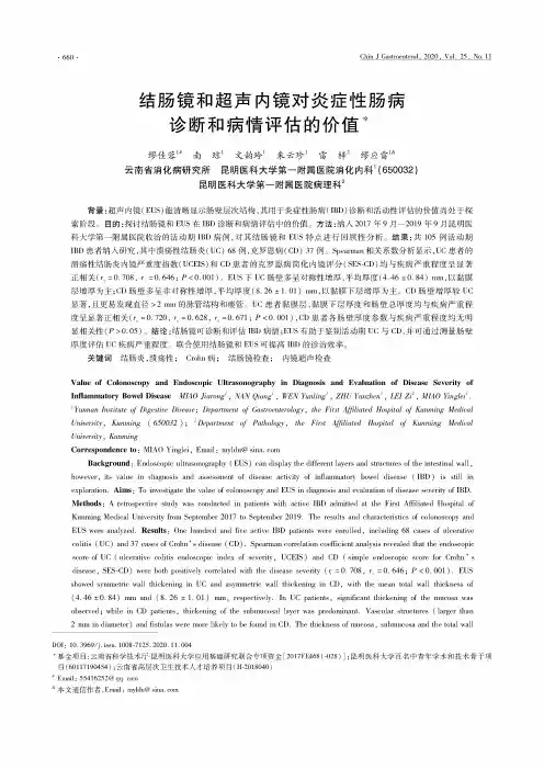 结肠镜和超声内镜对炎症性肠病诊断和病情评估的价值