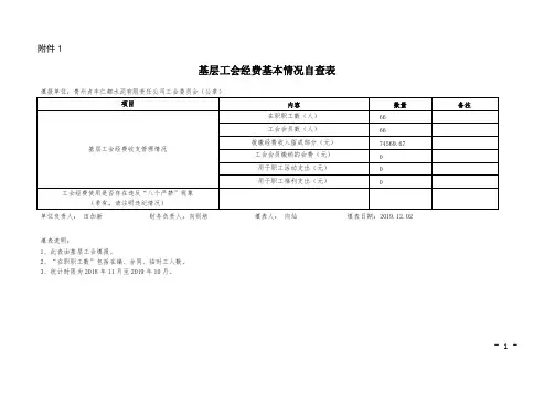 基层工会经费基本情况自查表