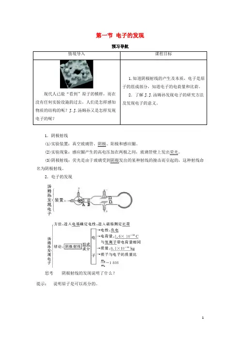 (统编版)2020高中物理第十八章原子结构第一节电子的发现预习导航学案新人教版选修3_3