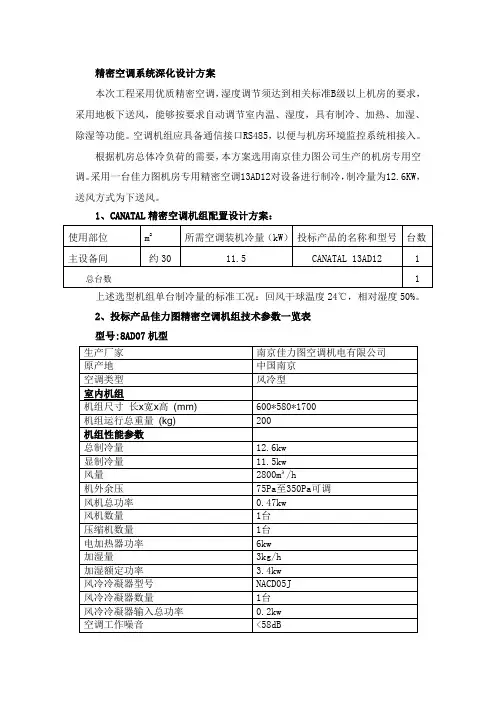 精密空调系统深化设计方案