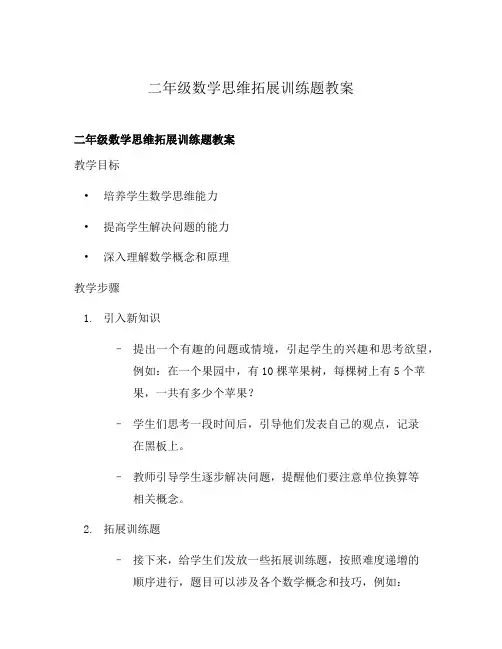 二年级数学思维拓展训练题教案