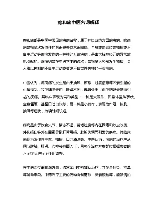 癫和痫中医名词解释