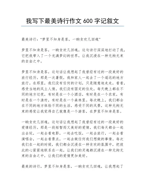 我写下最美诗行作文600字记叙文