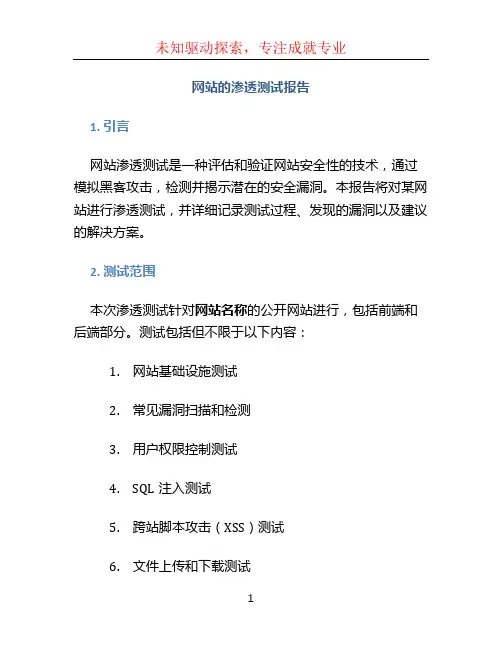 网站的渗透测试报告