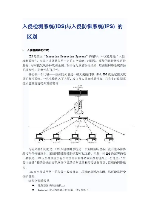 入侵检测系统（IDS）与入侵防御系统（IPS）的区别