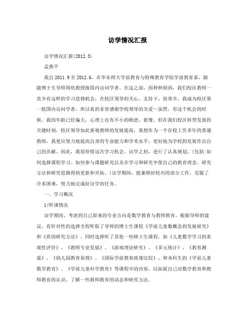 访学情况汇报