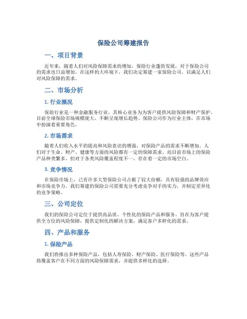 保险公司筹建报告