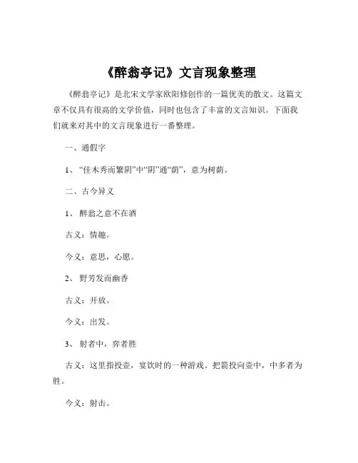 《醉翁亭记》文言现象整理
