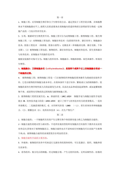 植物细胞工程复习资料