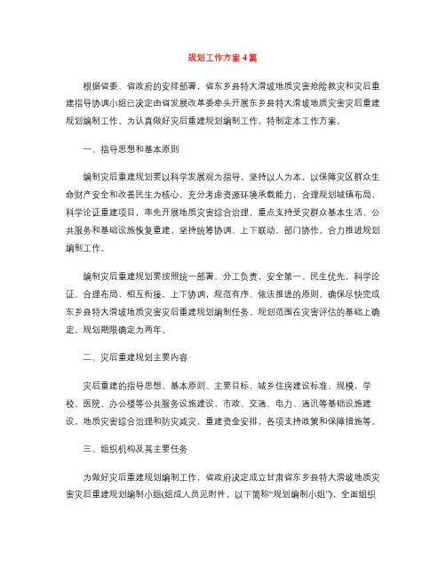 规划工作方案4篇