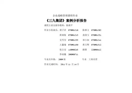 《三九集团》案例分析报告