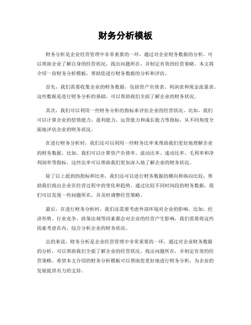 财务分析模板